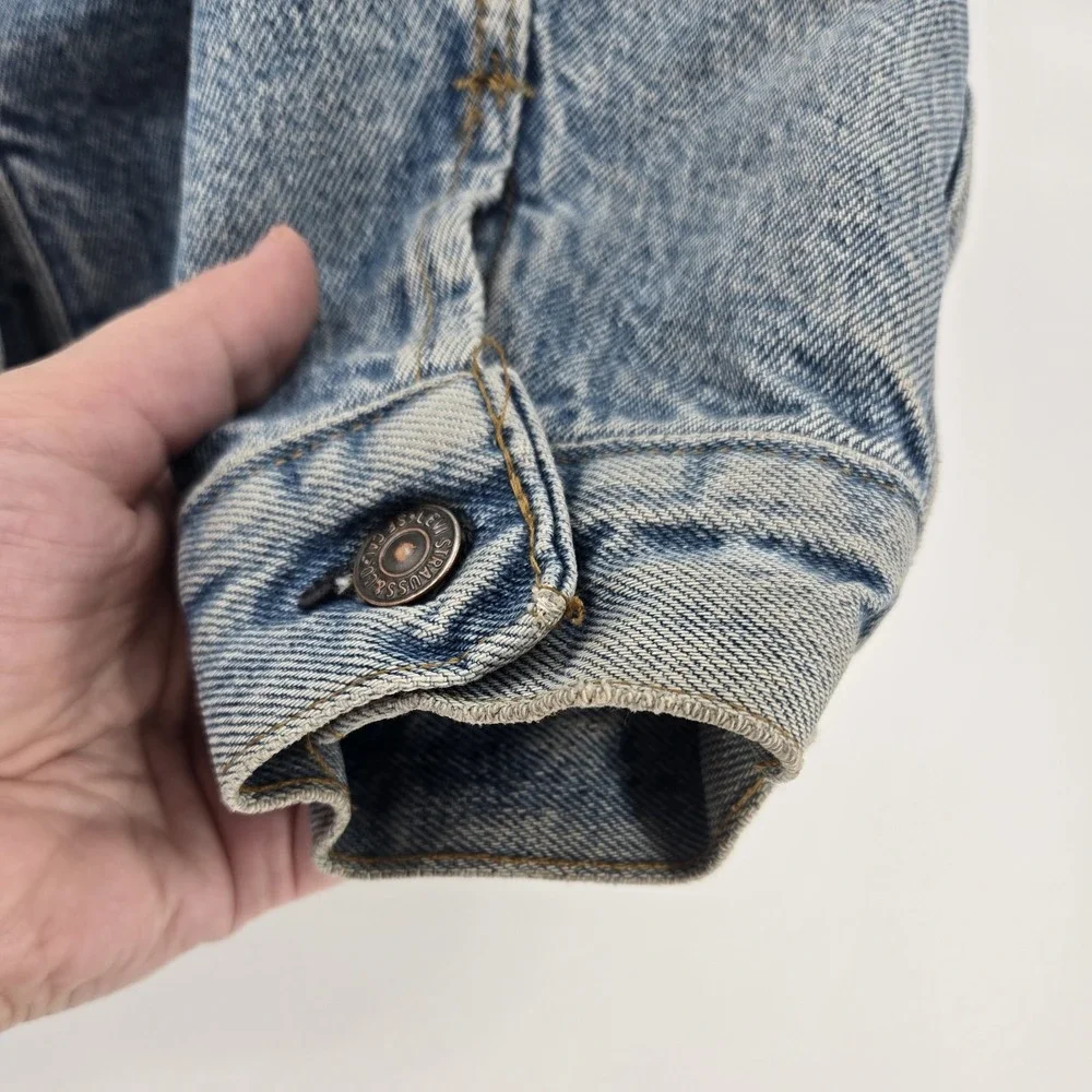 Vtg Levis Jacket Denim Trucker 80s 90s 70507-0314 USA Distressed Fade Blanket M